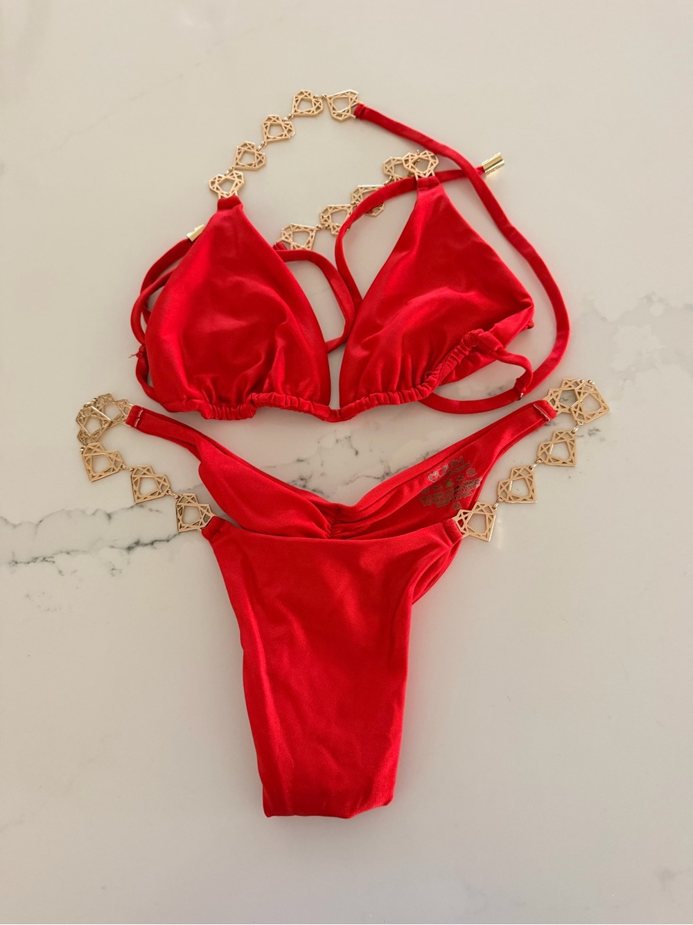 Bikini Crush Red Heart ❤️ Triangle Bikini Set